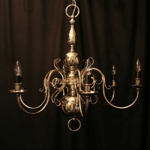Flemish Renickel Plated 6 Light Chandelier
