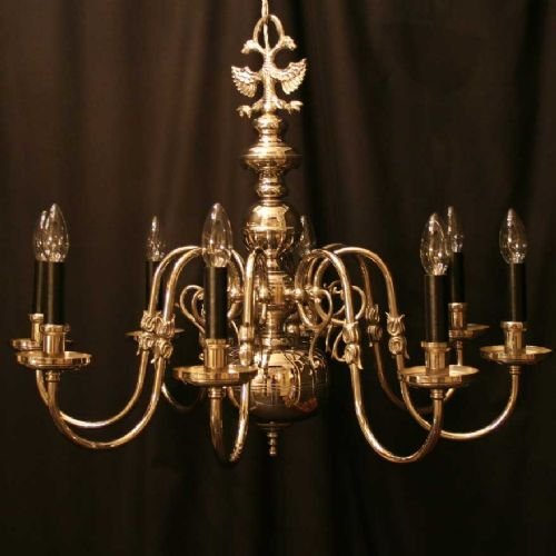 Flemish Pair of Renickel Plated 8 Light Chandelier
