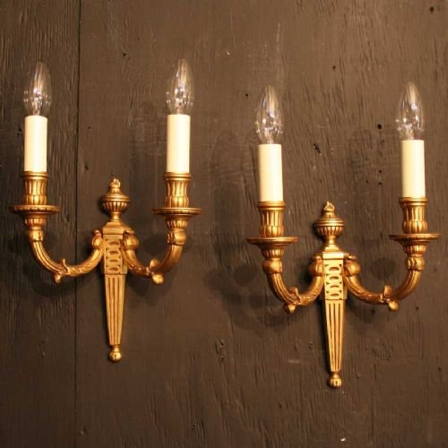 French Gilded Twin Arm Wall Lights