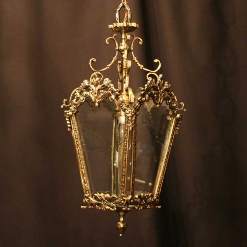 French Cast Brass Single Light Hall Lantern