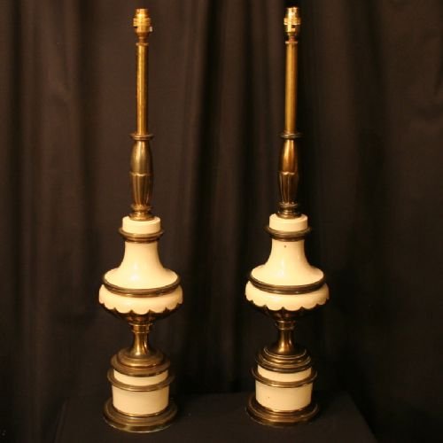 English Pair of Brass Table Lamps