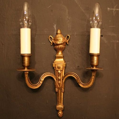 French Pair of Gilded Twin Arm Wall Lights