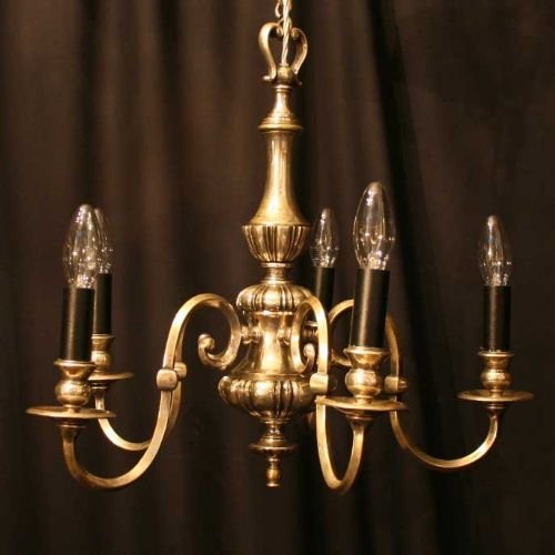 English Silver 5 Light Chandelier