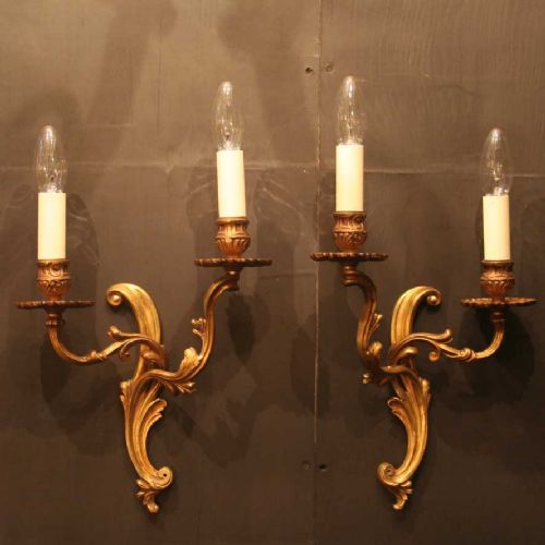 French Set of 4 Gilded Antique Wall Lights