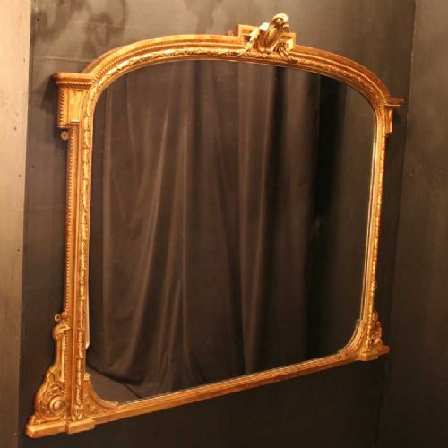 English Giltwood Overmantle Antique Mirror