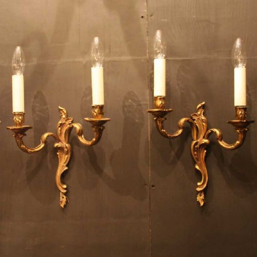 French Set of 4 Gilded Cast Antique Wall Lights