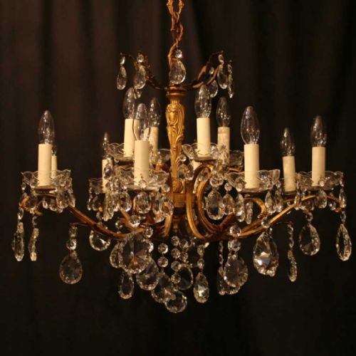 Italian Gilded 12 Light Double Tiered Chandelier