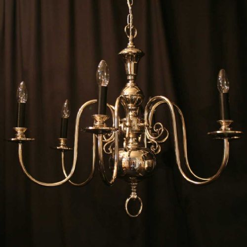 Flemish Nickel Plated 6 Light Chandelier