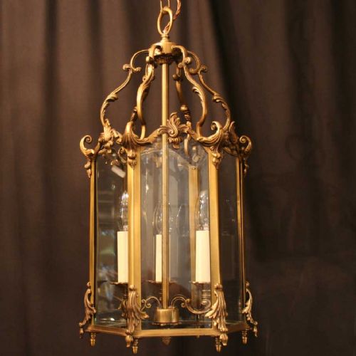 Italian Gilded Triple Light Antique Hall Lantern
