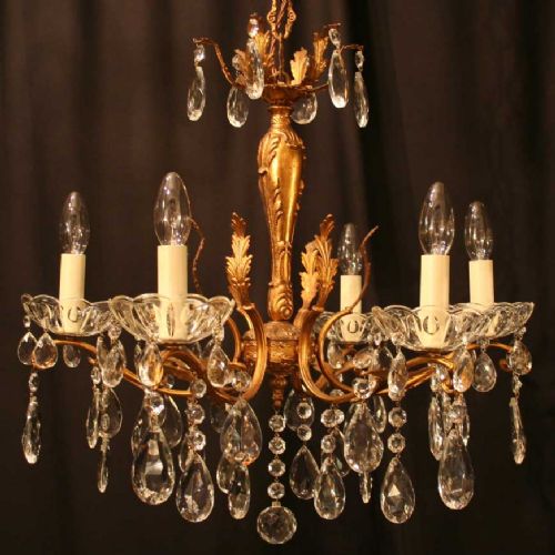 Italian Gilded 6 Light Antique Chandelier