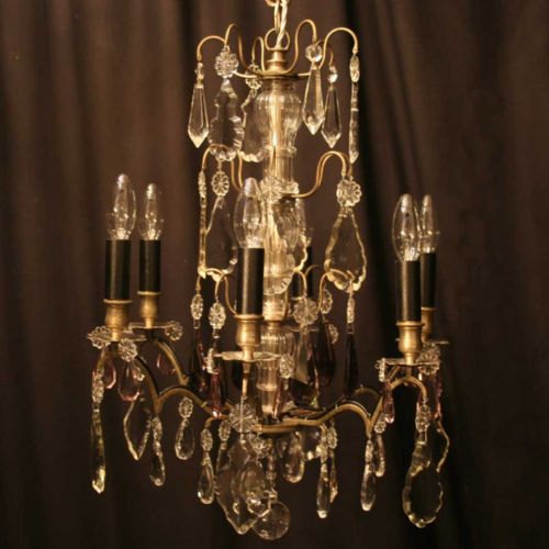 French Silver Gilded 6 Light Antique Chandelier