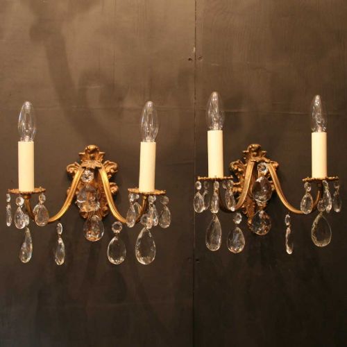 Italian Set of 4 Gilded Antique Wall Lights