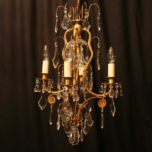 French Gilded Birdcage Antique Chandelier