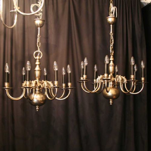Flemish Pair of 8 Light Antique Chandeliers