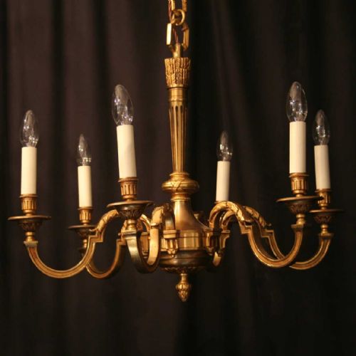 French Gilded 6 Light Antique Chandelier