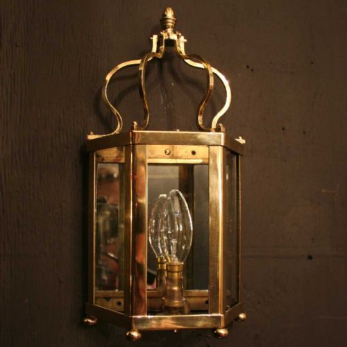 English Pair of Brass Wall Lanterns