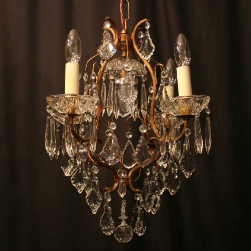 French Gilded 5 Light Antique Chandelier