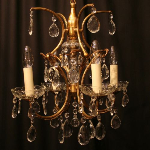 A French Gilded 5 Light Cage Antique Chandelier