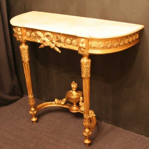 French Giltwood Marble Console Table