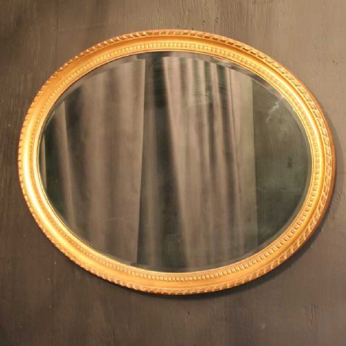 English Edwardian Oval Giltwood Antique Mirror
