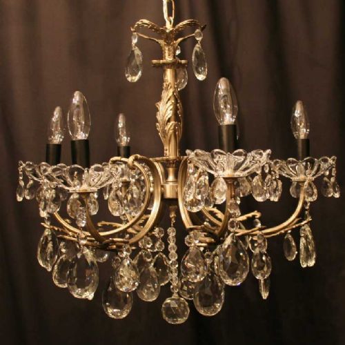 Italian Silver Gilt 6 Light Antique Chandelier