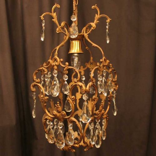 French Gilded Single Light Birdcage Chandelier
