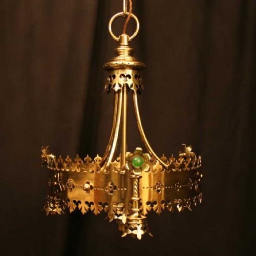 French Gothic 4 Light Brass Gasolier