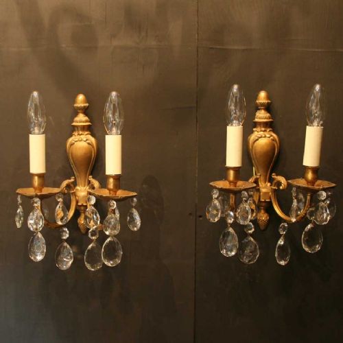 Italian Pair of Gilded Antique Wall Lights