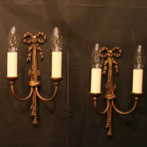 French Pair of Gilded Antique Wall Lights