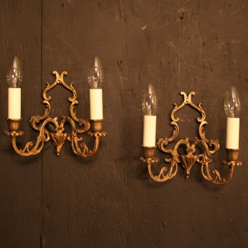 French Set of 4 Twin Arm Antique Wall Lights