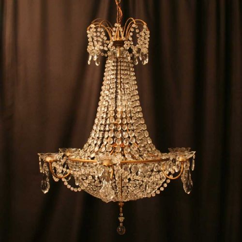 French Gilded 9 Light & Candle Antique Chandelier