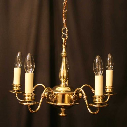 An English Brass 5 Light Antique Chandelier