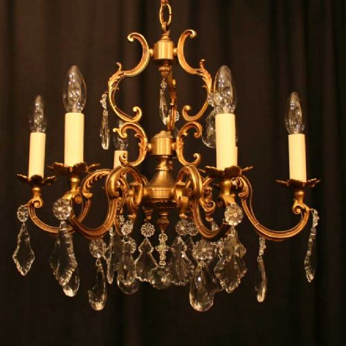 French Gilded 6 Light Antique Chandelier