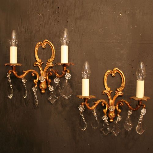 French Pair of Gilded Antique Wall Lights