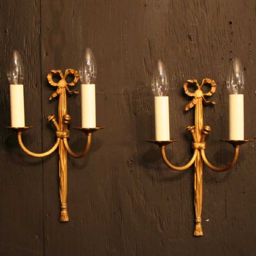 A French Pair of Gilded Twin Arm Wall Lights