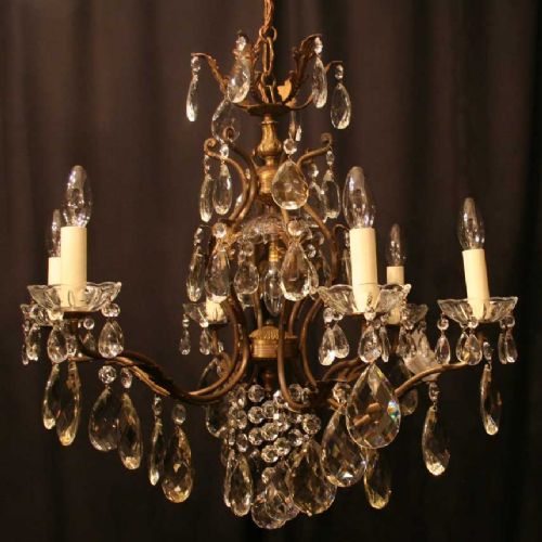 An Italian Gilded 7 Light Cage Antique Chandelier