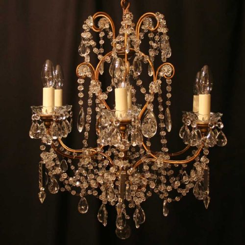 An Italian Gilded 6 Light Antique Chandelier