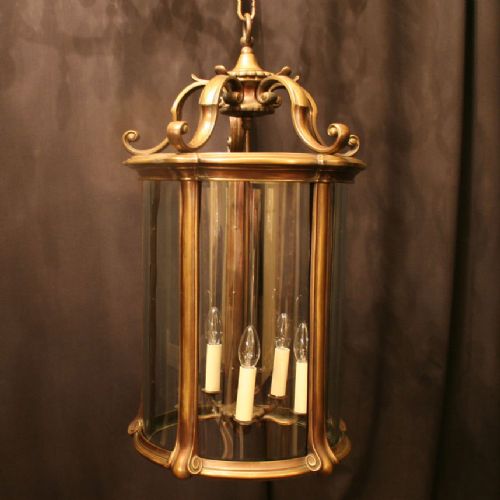 Large French Cast Brass 5 Light Antique Lantern