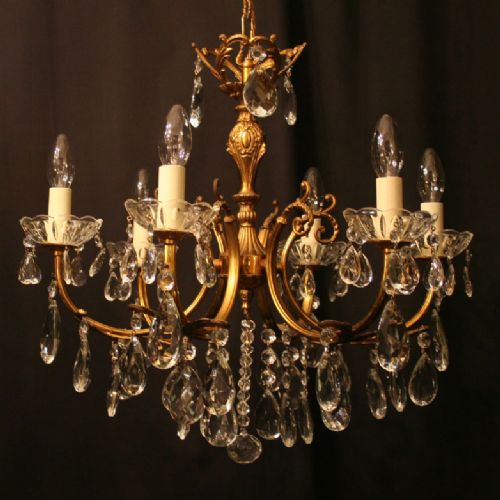 An Italian Gilded 6 Light Antique Chandelier