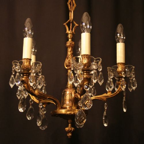 A French Gilded 6 Light Antique Chandelier