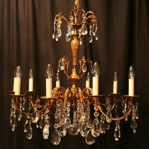 An Italian Gilded Brass 10 Light Antique Chandelier