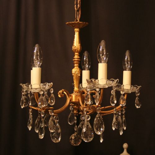 An Italian Gilded 5 Light Antique Chandelier