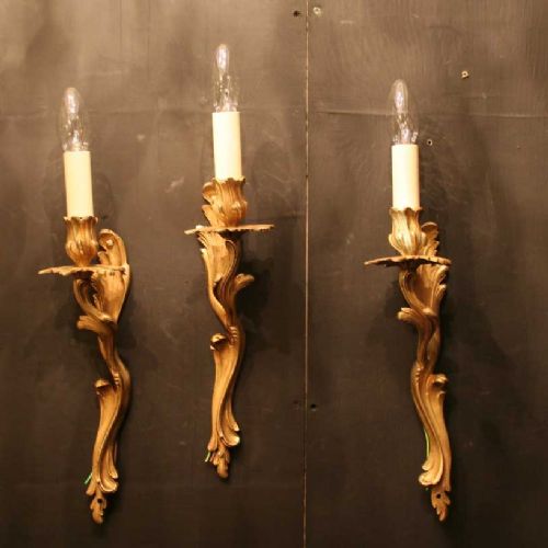 French Set of Three Single Arm Antique Wall Lights