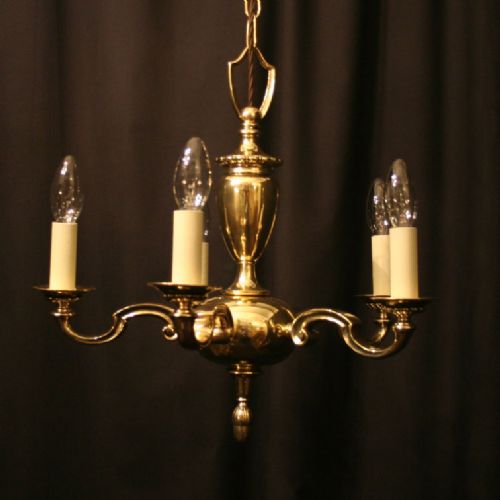 An English Brass 5 Light Antique Chandelier