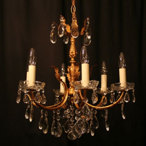 An Italian Gilded 6 Light Antique Chandelier