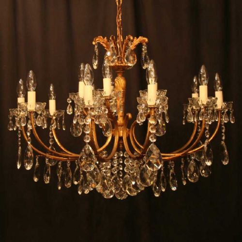 An Italian Gilded 15 Light Double Tiered Antique Chandelier
