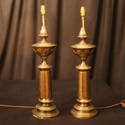 An English Pair of Brass Table Lamps