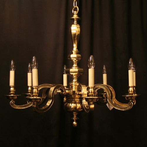 A Large English Brass 8 Light Antique Chandelier