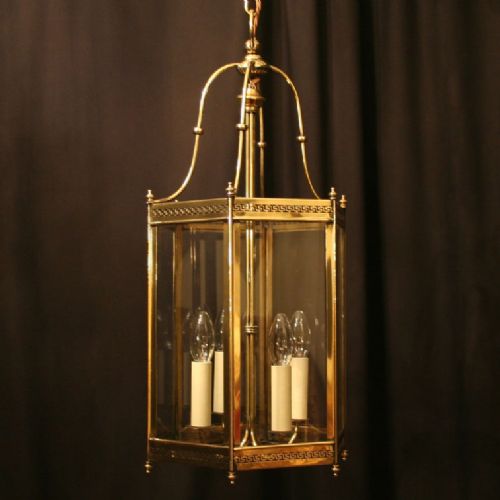 A French Brass Four Light Antique Hall Lantern