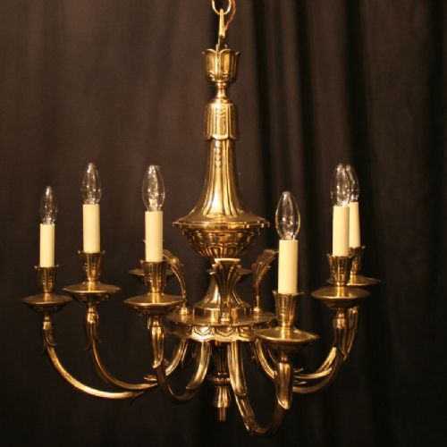 A Large French Brass 9 Light Antique Chandelier
